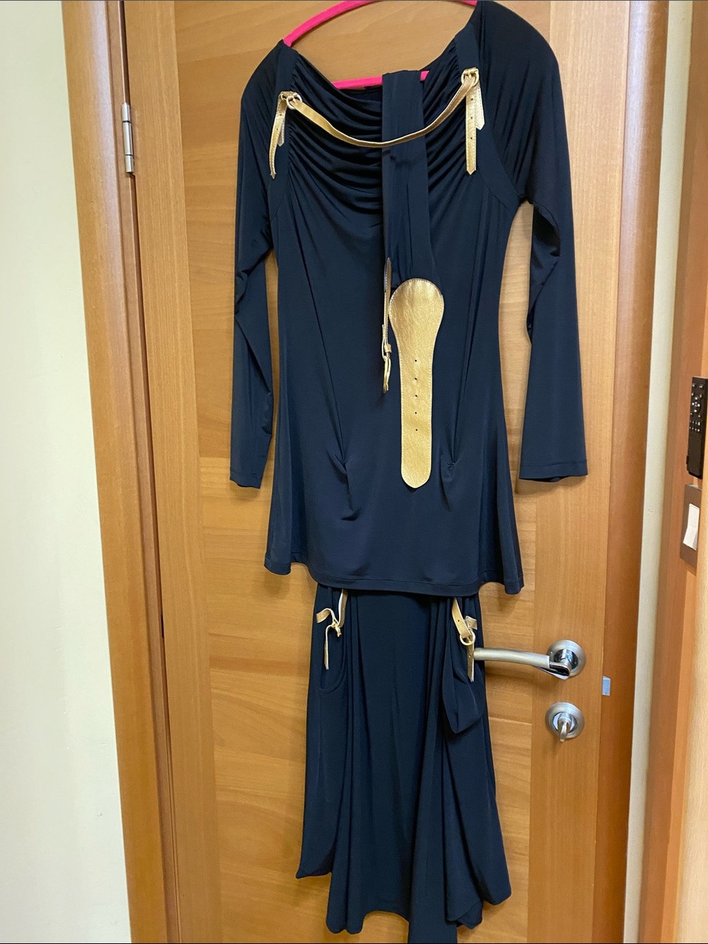 Black suit  with Gold leather Accents
